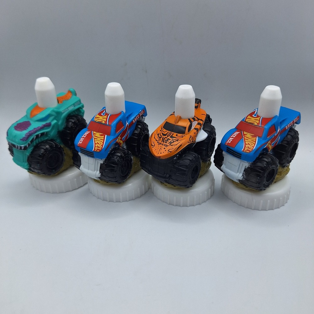 Hot Wheels Monster Trucks good2grow Juice Toppers Lot of 4 Tiger Shark Race Ace